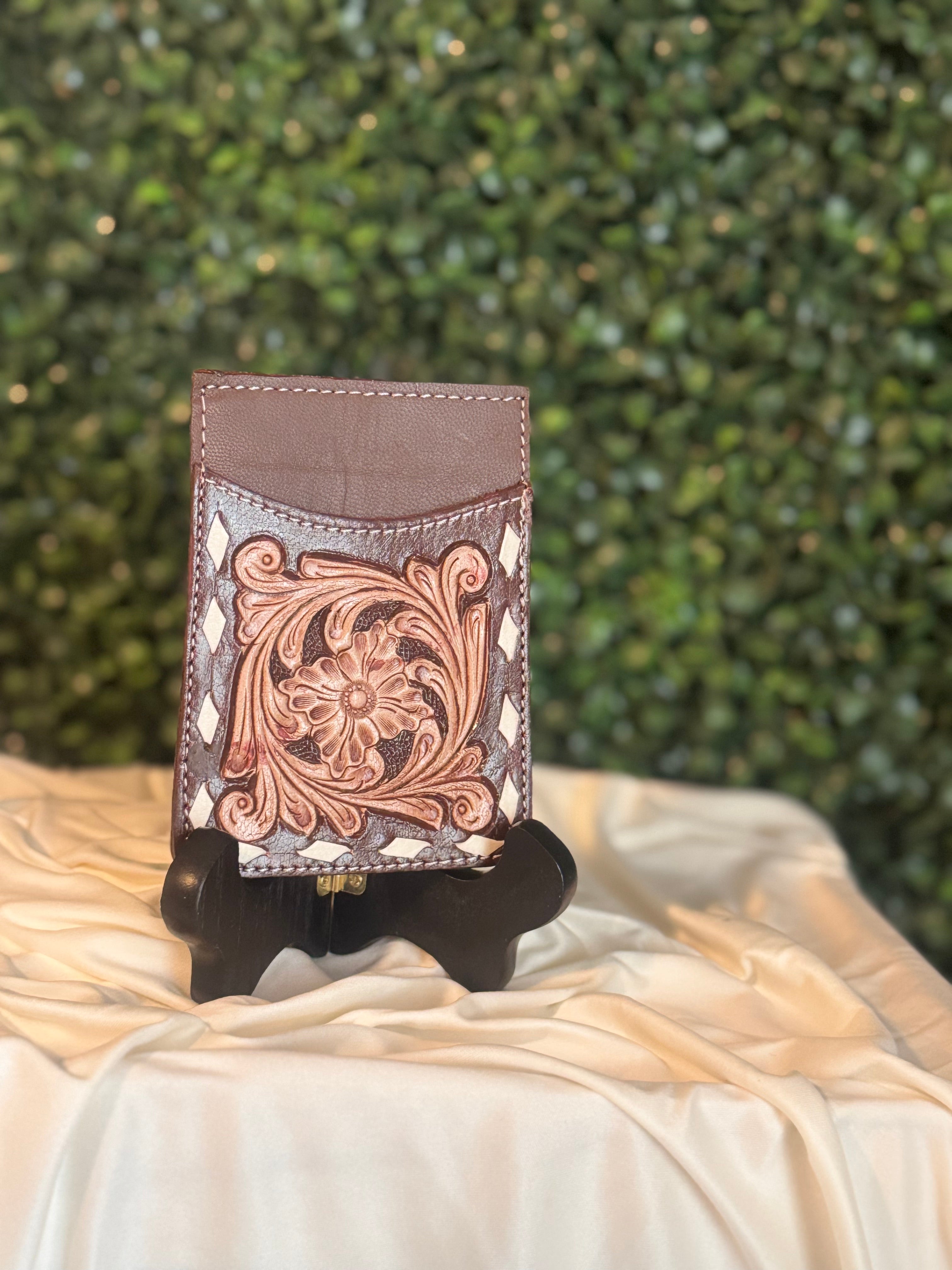 Brown Tooled Card Holder